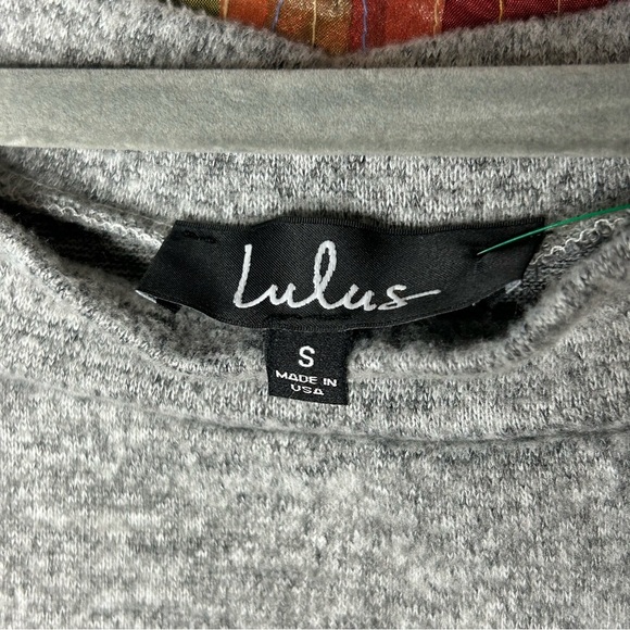 Lulus Cozy Days Heather Gray Asymmetrical Off the Shoulder Fleece Top size Small - Picture 5 of 7